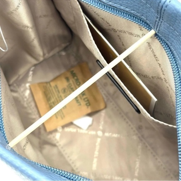 Michael Kors Mirella Small Pebbled Leather Crossbody Bag Blue Denim - Picture 9 of 10